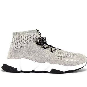 Balenciaga Light Gray Knit High-Top Sneakers